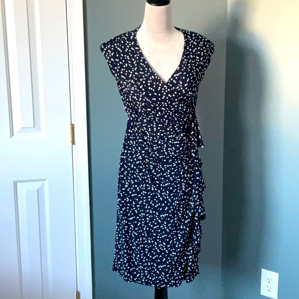 Size 6, navy blue with white polkadot dress. Made by American living.